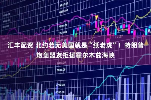 汇丰配资 北约若无美国就是“纸老虎”！特朗普炮轰盟友拒援霍尔木兹海峡